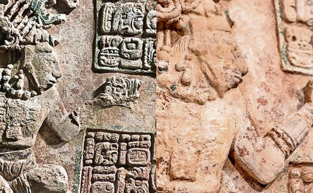 Detalle del dintel ya recuperado por la Cancillería.  
imagen tomada por Houston hace 10 años, donde se ven grietas. 
Fotos: Secretaría de Relaciones Exteriores