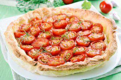 Prepara una tarta de jitomate cherry en 5 pasos