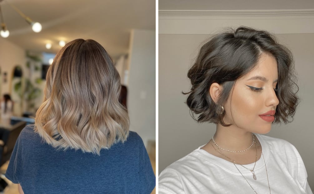Cabello corto con ondas. Foto: Instagram @ceciliasfmello, @dayana_moreno_salon