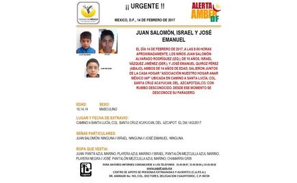 Tres niños desaparecen tras salir de casa hogar en Azcapotzalco