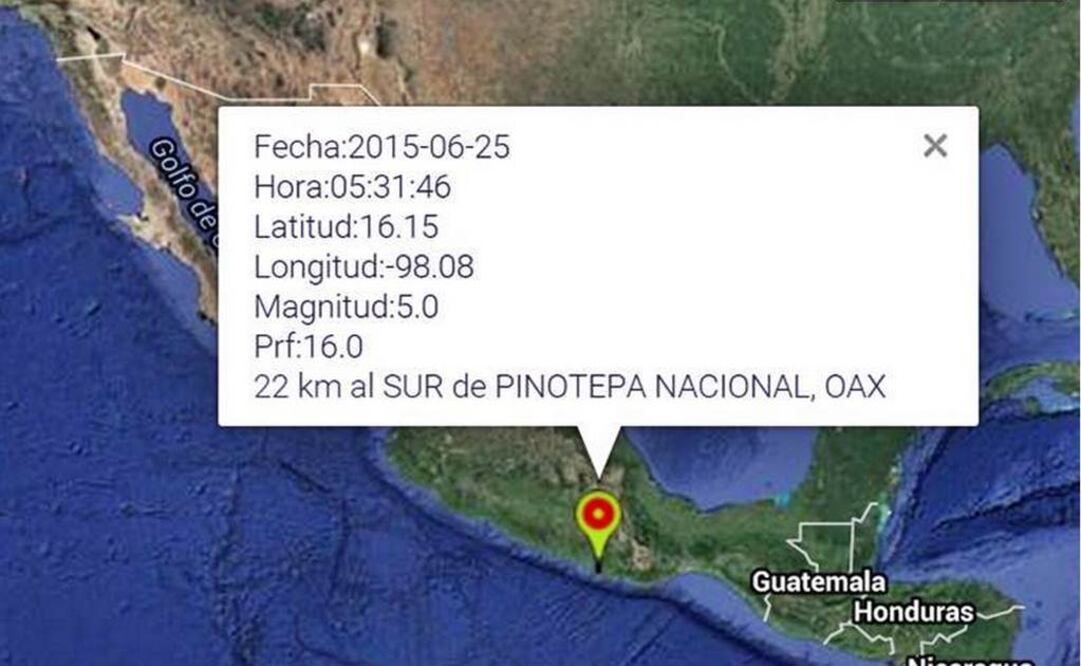 El temblor tuvo epicentro a 22 kilómetros al sur de Pinotepa Nacional, a una profundidad de 16 kilómetros. (Foto: SSN)