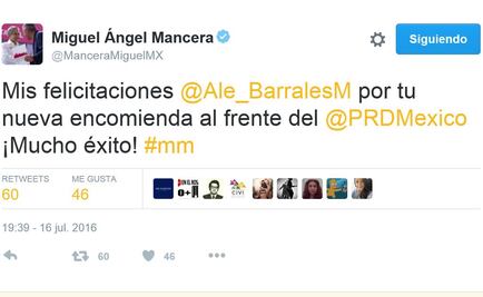 Mancera felicita a Barrales, nueva presidenta del PRD