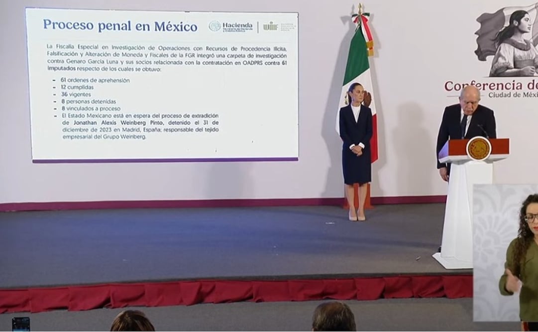UIF señala red de lavado de dinero de Genaro García Luna durante la mañanera del 18 de octubre de 2024. Foto: captura de pantalla