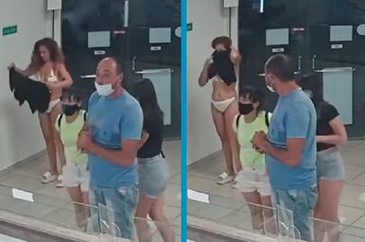 Video: Mujer usa su vestido como cubrebocas para comprar helado