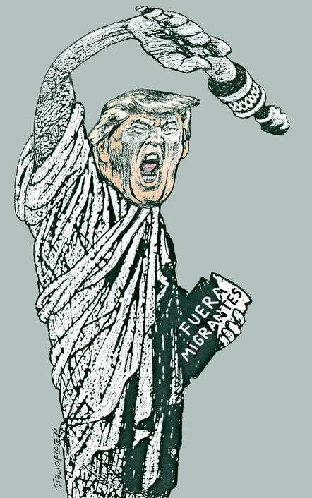 “Envía a estos, a los desamparados perdidos en la tempestad, a mí...”