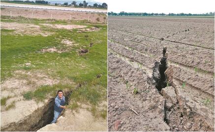 Aparecen enormes grietas en Atenco; advierten riesgos en autopista