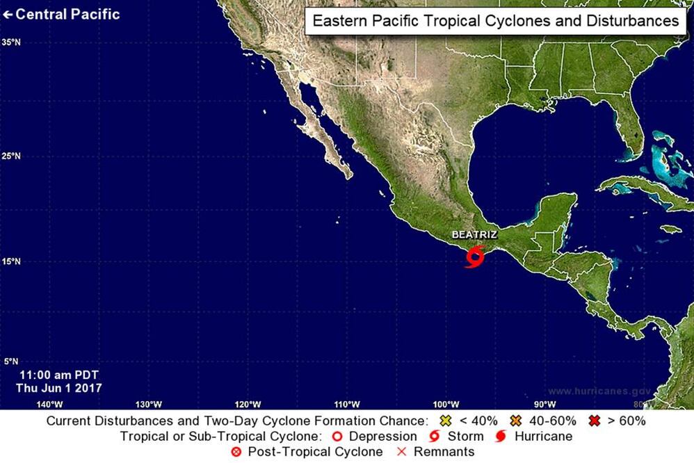 La tormenta tropical Beatriz se formó en el océano Pacífico, en el sur de México