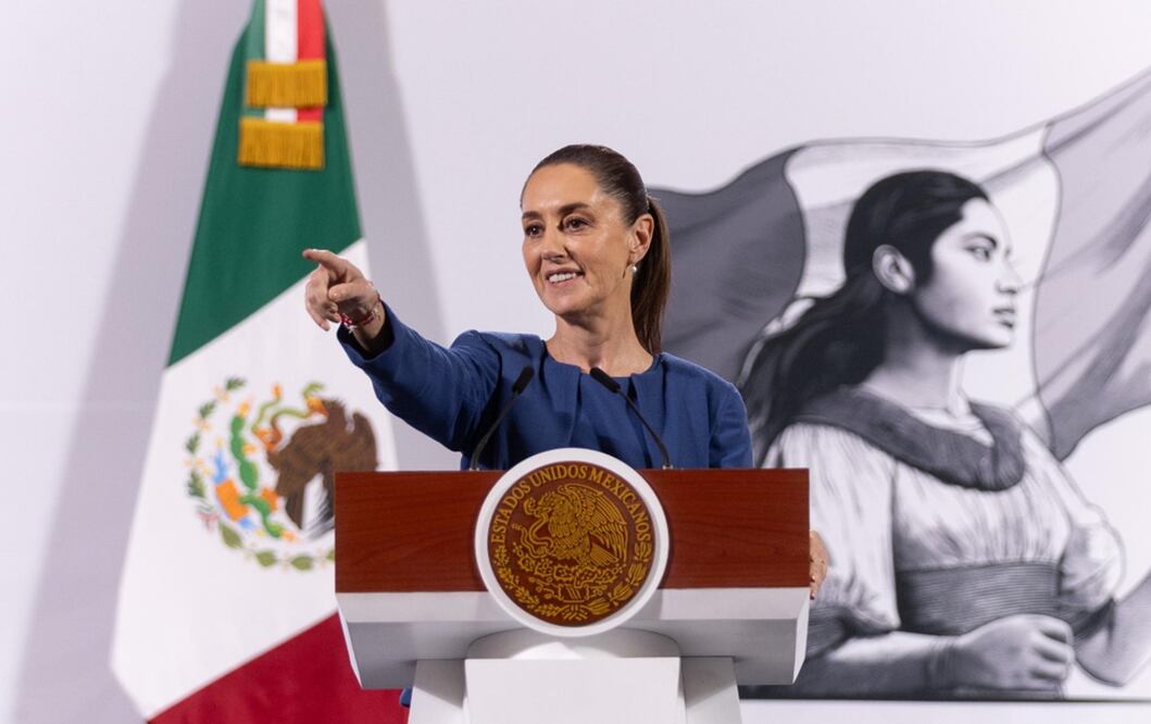 La presidenta Claudia Sheinbaum durante su mañanera del 10 de enero del 2025 . Foto: Hugo Salvador/EL UNIVERSAL