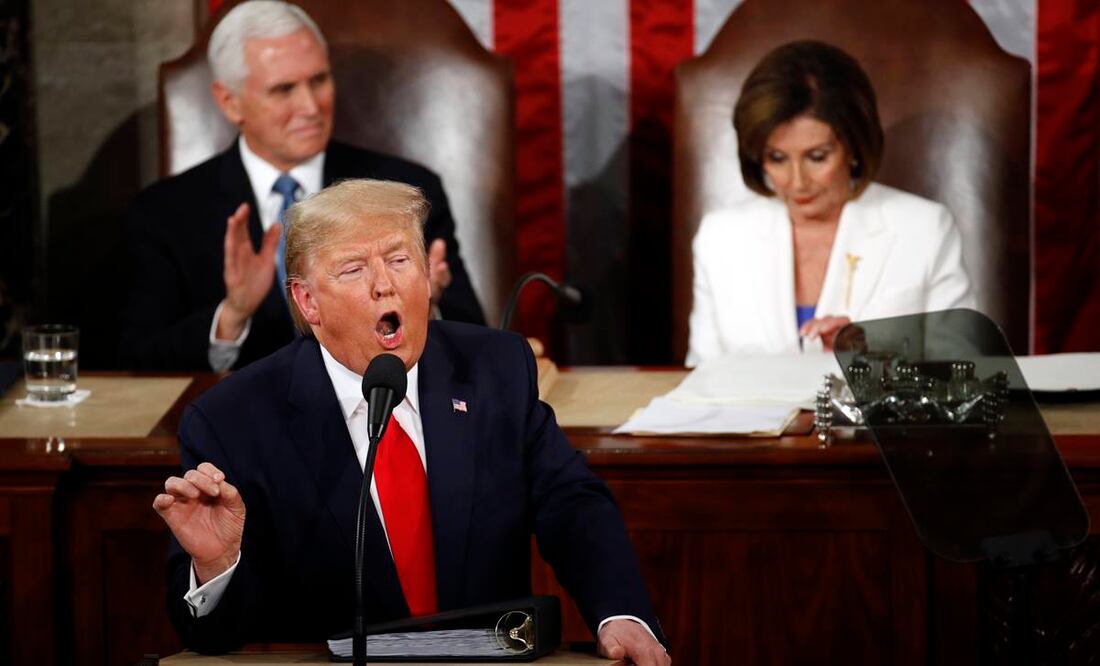 El presidente Donald Trump durante su discurso del Estado de la Unión en el Capitolio  (Foto: AP)