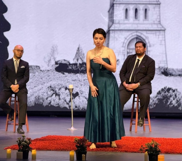 En escena la mezzosoprano Frida García, quien interpretó el Niño. Crédito:  Facebook de MOS Mexico Opera Studio