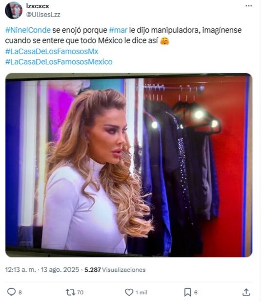Ninel Conde recibe críticas en redes luego de reaccionar molesta porque Mar Contreras la llamó "manipuladora".