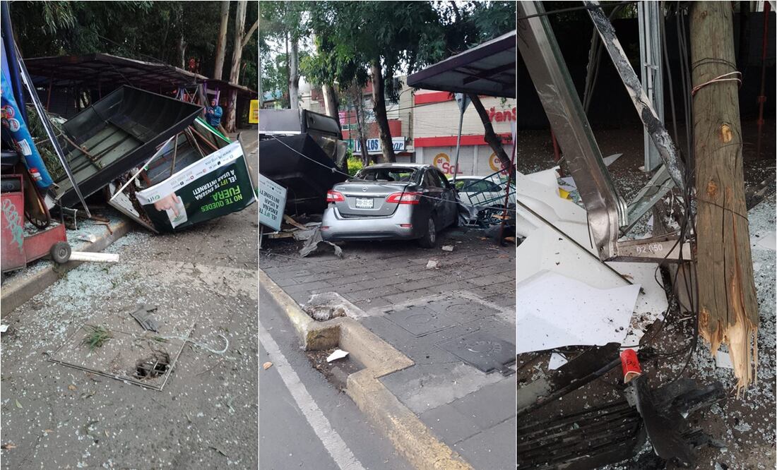Auto choca en Coyoacán contra parada de autobús; el conductor fue detenido. Foto: Juan Carlos Williams