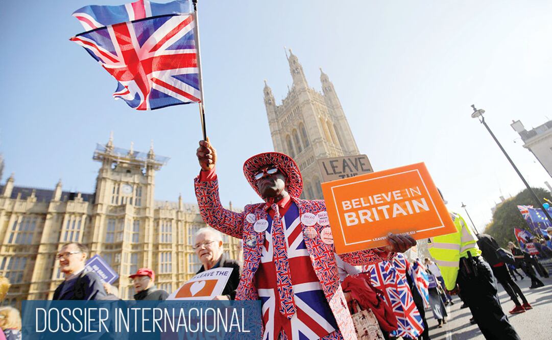 Activistas a favor del Brexit, durante una manifestación en Londres. La salida británica de la UE genera mucha división entre los ciudadanos. TOLGA AKMEN. AFP