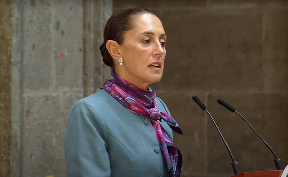 Claudia Sheinbaum en conferencia de prensa, tras el CEO Dialogue en Palacio Nacional este 15 de octubre. Foto: Captura