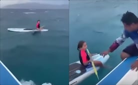 Viento arrastra mar adentro a niña en paddle en playa de La Paz, BCS; pescadores la ponen a salvo