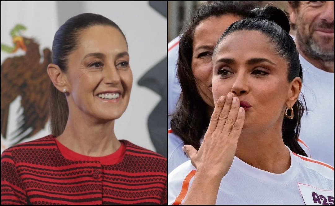 La presidenta de México, Claudia Sheinbaum y la actriz mexicana Salma Hayek. Foto: Carlos Mejía / EL UNIVERSAL y AP