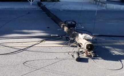 Fuertes vientos tiran anuncios, postes y árboles en Monterrey