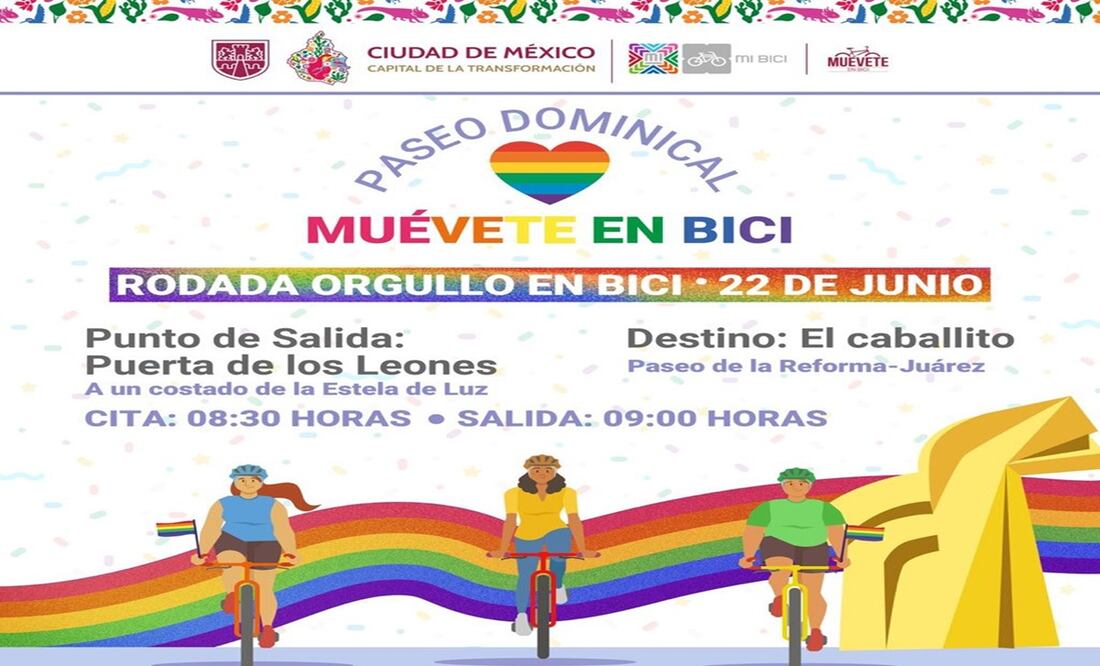 El Paseo Dominical tiene una ruta de 61 kilómetros por vialidades emblemáticas de la Ciudad de México. Foto: Especial