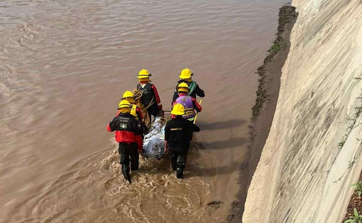 Rescatan el cuerpo de un hombre que cayó a río en Tulancingo. Foto: Especial