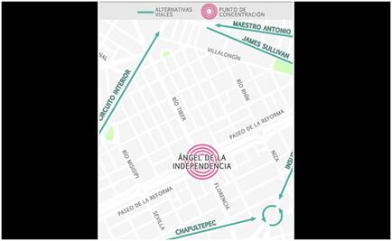 Mapa. Alternativas viales para la marcha de hoy