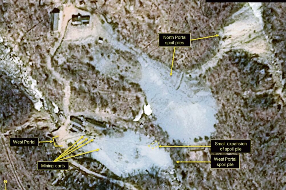 Desmantelamiento. Una imagen satelital de Punggye-ri, el sitio donde se han realizado seis ensayos nucleares. (AP)