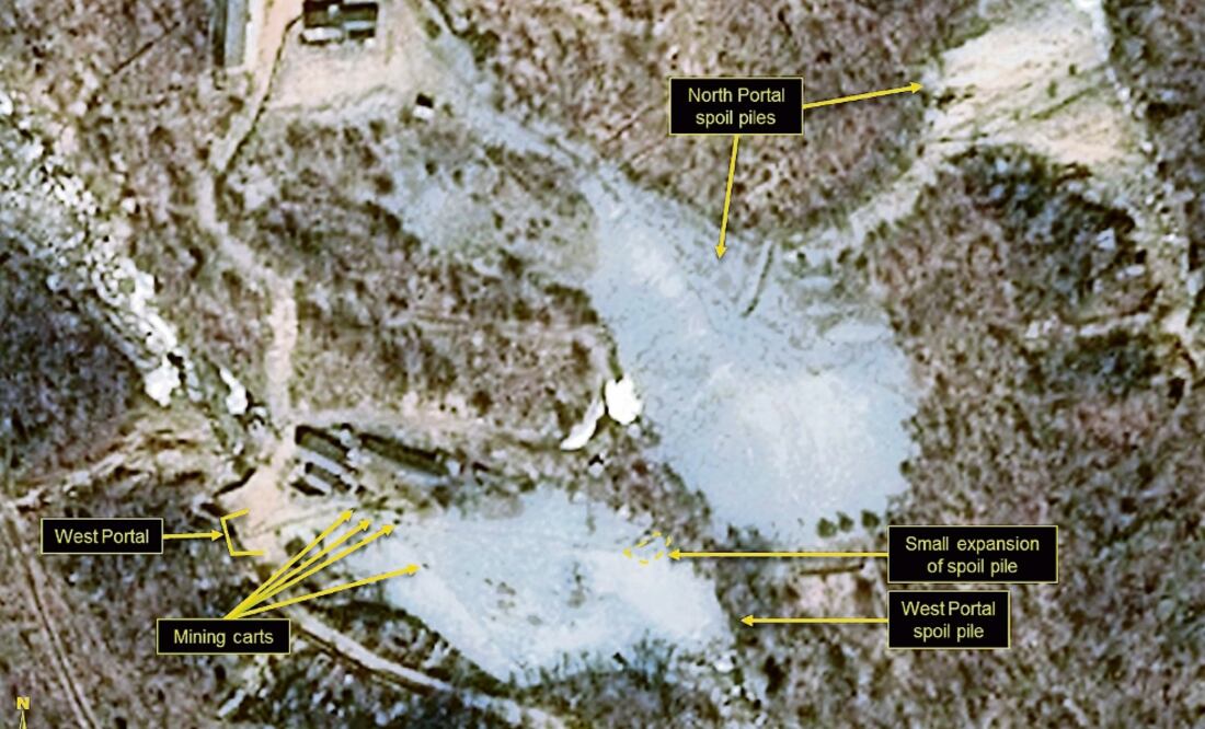 Desmantelamiento. Una imagen satelital de Punggye-ri, el sitio donde se han realizado seis ensayos nucleares. (AP)