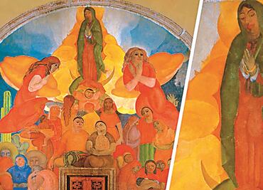 Analizan los materiales de “Alegoría de la Virgen de Guadalupe”