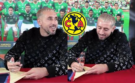 Héctor Herrera al firmar una playera de América; “me van a salir ronchas”
