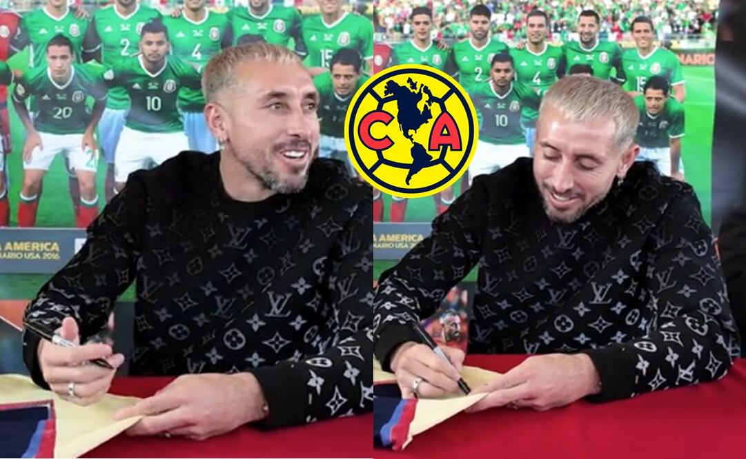 Héctor Herrera al firmar una playera de América; me van a salir ronchas