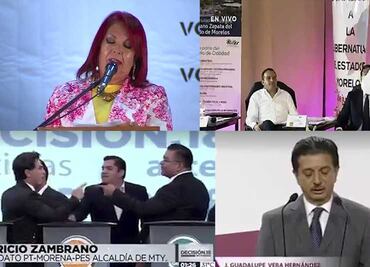 Candidatos la riegan en debate