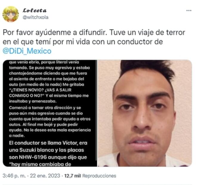 Usuaria de redes denuncia "viaje de terror" con conductor de DiDi: "Temí por mi vida"