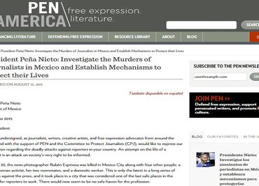 500 intellectuals ask President Peña Nieto to investigate the murders of journalists in Mexico