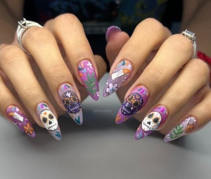 Diseños de uñas ideales para Día de Muertos