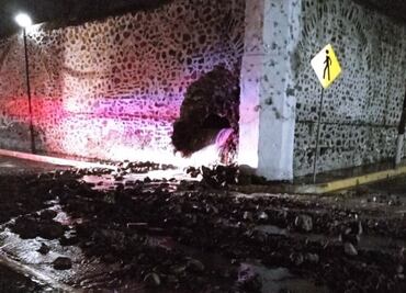 Lluvias derriban parte de la barda del Museo Nacional del Virreinato en Tepotzotlán; cierran calles por seguridad