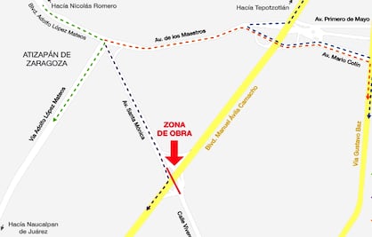 Difunden rutas alternas por obras en puente vehicular de Santa Mónica