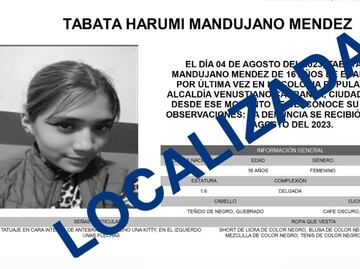 Localizan con vida a Tabata Harumi, menor desaparecida en la Venustiano Carranza