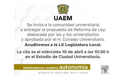 Rector de UAEM entregará iniciativa de reforma universitaria en Congreso mexiquense