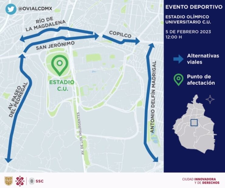 Alistan operativo con más de mil policías para vigilar el Pumas vs Atlas