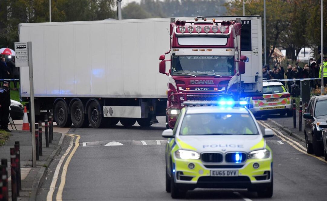 El remolque había llegado a Purfleet, en el estuario del río Támesis, en un ferry desde el puerto belga de Zeebrugge (Foto: AFP)