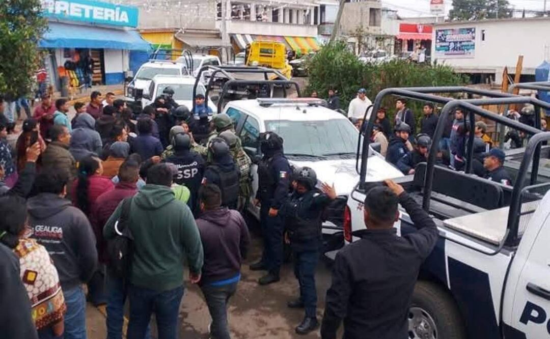 Elementos de diversos cuerpos de seguridad arribaron a la región para trabajos de inspección de tala clandestina, generando molestia entre los habitantes de Hidalgo (20/02/2025). Foto: Especial