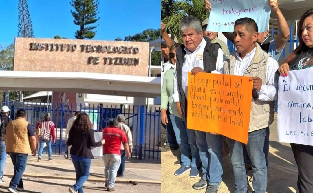 Docentes y trabajadores realizan plantón en el Tecnológico de Tizimín; denuncian retrasos en pago de salarios y prestaciones.
Foto: Especial.