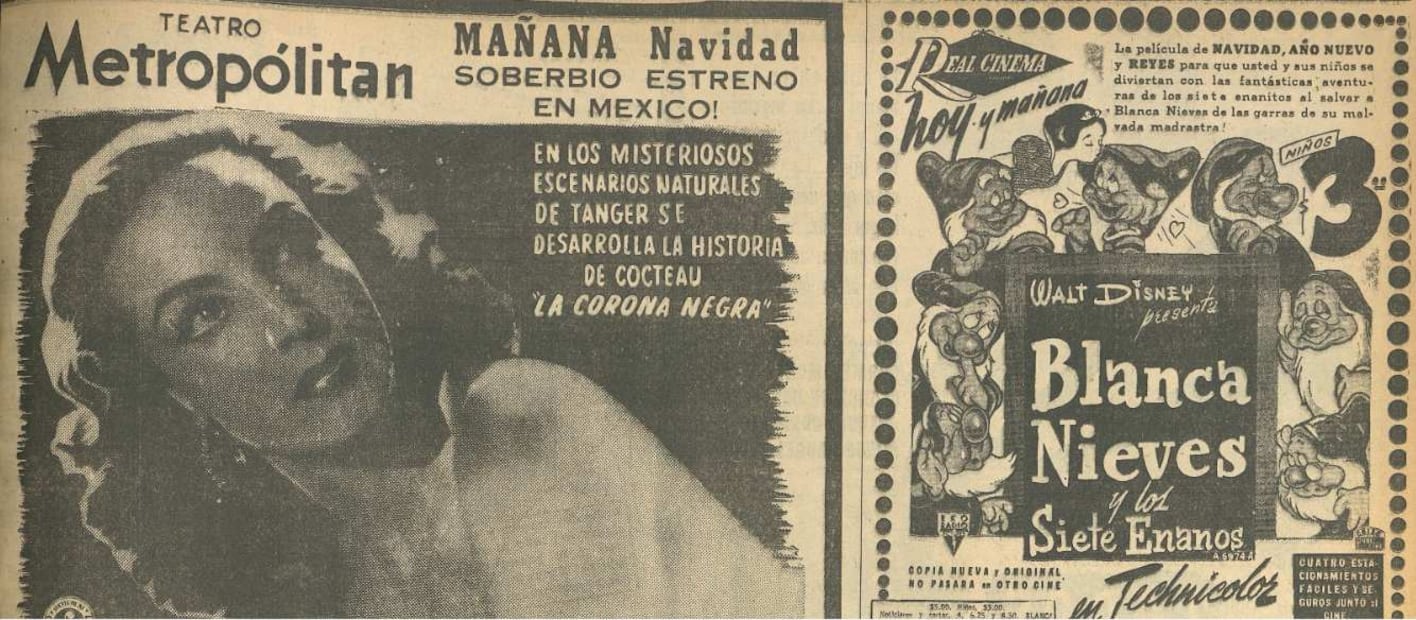 María Félix y Blanca Nieves, entre las ofertas navideñas en 1951.
Hemeroteca EL UNIVERSAL.