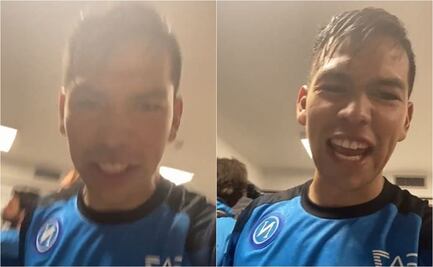 Chucky Lozano en pleno festejo con el Napoli: Viva México Cabr...