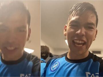 Chucky Lozano en pleno festejo con el Napoli: Viva México Cabr...