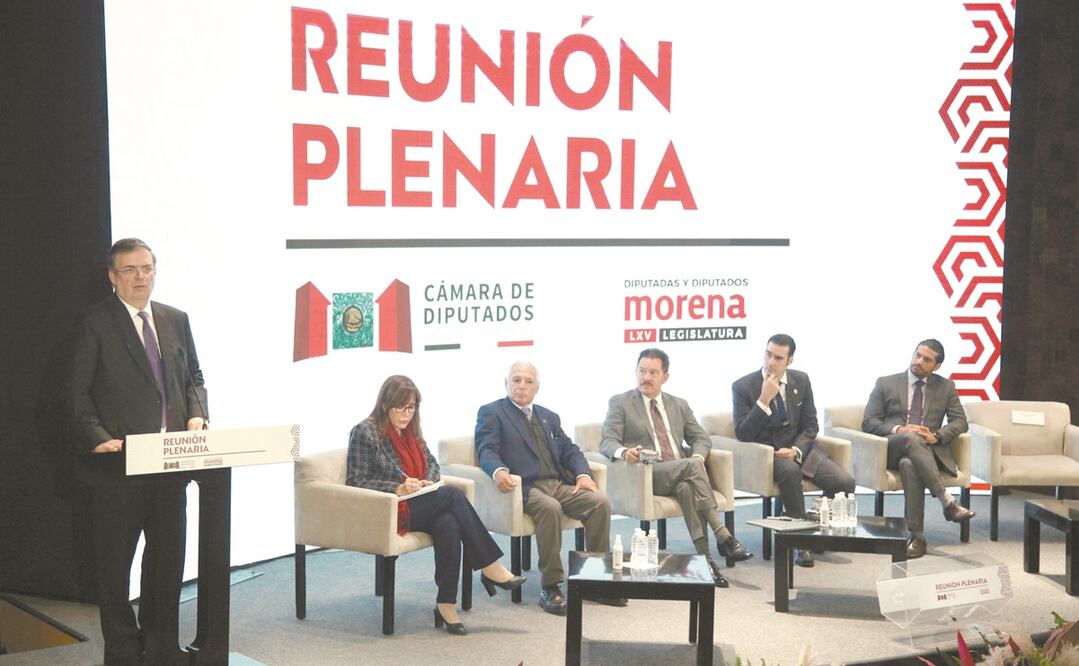 En el encuentro en San Lázaro, el canciller Marcelo Ebrard destacó la producción de vacunas en nuestro país. Foto: DIEGO SIMÓN SÁNCHEZ. EL UNIVERSAL