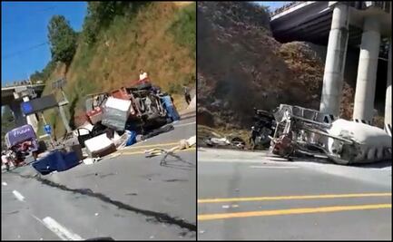 Tráiler sin frenos embiste a varios vehículos en la autopista México-Tuxpan