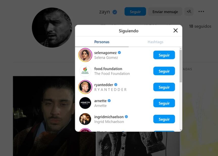 El exOne Direction se convirtió en uno de los más de 400 millones de seguidores de la cantante Foto: Instagram