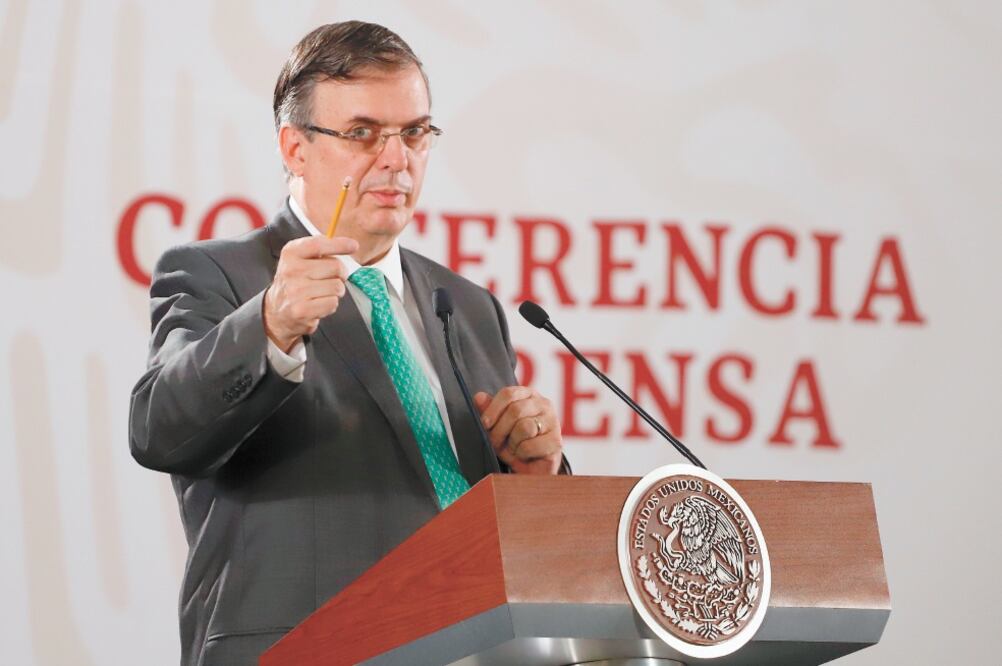 El canciller Marcelo Ebrard durante la conferencia matutina del presidente Andrés Manuel López Obrador en Palacio Nacional. Foto/BERENICE FREGOSO. EL UNIVERSAL
