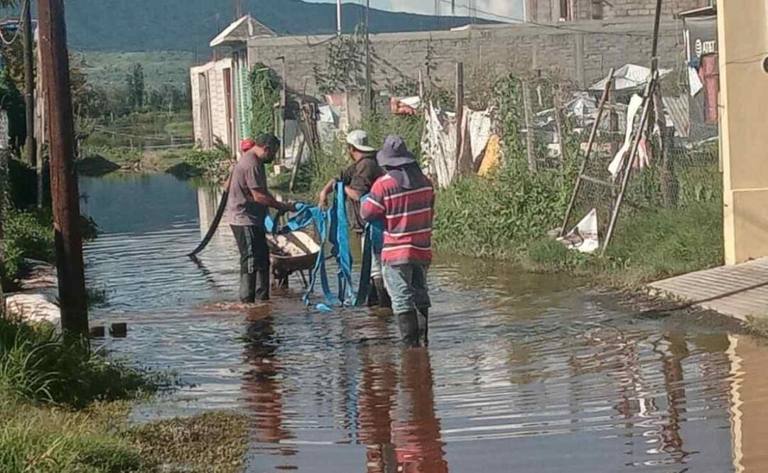 Otras de las zonas afectadas por inundaciones son varias comunidades de Mixquic y los predios 'Buena Suerte' y 'El Porvenir' (11/10/2024). Foto: Especial