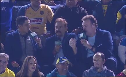 David Faitelson, Andrés Vaca y Ricardo La Volpe presumen transmisión desde la tribuna; así narraron el América ante Cruz Azul 